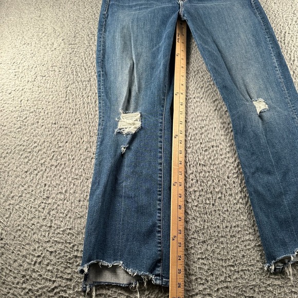 MOTHER Jeans Womens 32 Insider Crop Step Crew Distressed Raw Hem High Rise Blue - Picture 8 of 15